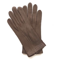 Gants en Cuir de Pécari Vison Patt Non Doublés .