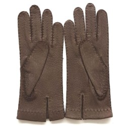 Gants en Cuir de Pécari Vison Patt Non Doublés .