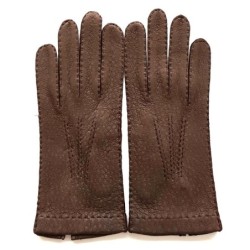 Gants en Cuir de Pécari Vison Patt Non Doublés .