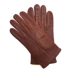 Gants en Cuir de Pécari Bordeaux Patt Non Doublés.