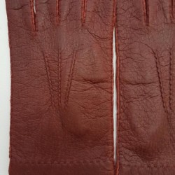 Gants en Cuir de Pécari Bordeaux Patt Non Doublés.
