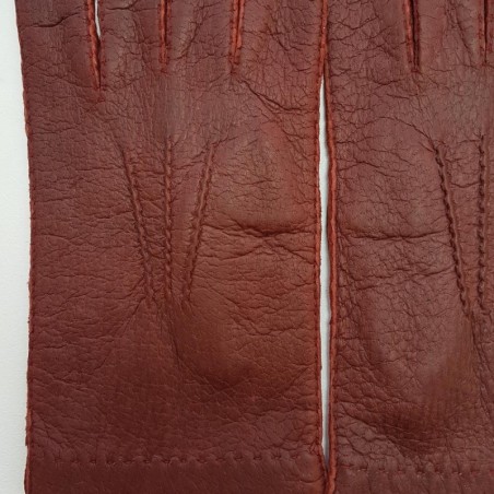 Gants en Cuir de Pécari Bordeaux Patt Non Doublés.