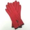 Gants en Cuir d'Agneau Rouge Noir Margueritte Doublés Soie.
