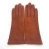 Gants en Cuir d'Agneau Cognac Adeline Doublés Soie.