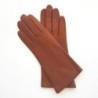 Gants en Cuir d'Agneau Cognac Adeline Doublés Soie.