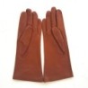 Gants en Cuir d'Agneau Cognac Adeline Doublés Soie.