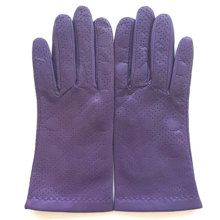Gants en Cuir  d'Agneau Améthyste Carmelina Doublés Soie.