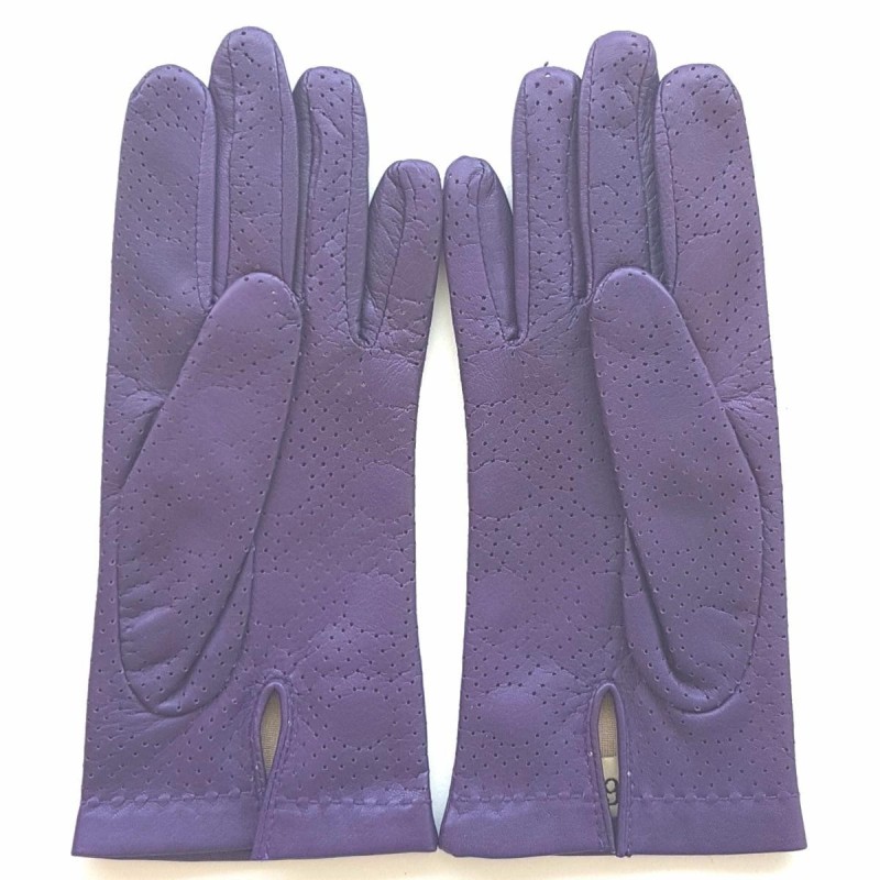 Gants en Cuir  d'Agneau Améthyste Carmelina Doublés Soie.