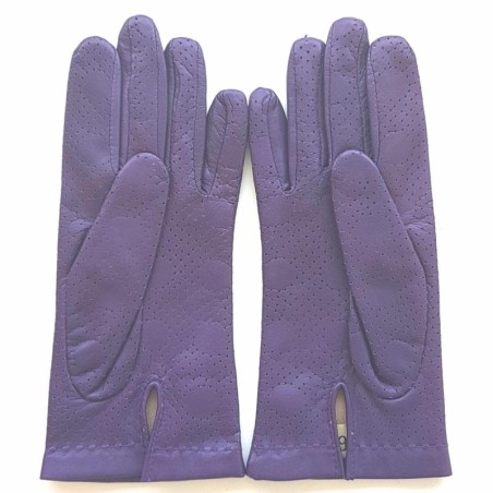 Gants en Cuir  d'Agneau Améthyste Carmelina Doublés Soie.