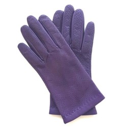 Gants en Cuir  d'Agneau Améthyste Carmelina Doublés Soie.