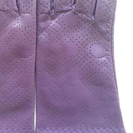 Gants en Cuir  d'Agneau Améthyste Carmelina Doublés Soie.