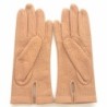 Gants en Cuir d'Agneau Biscuit Carmélina Doublés Soie.