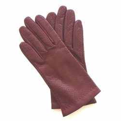 Gants en Cuir d'Agneau Bordeaux Carmélina Doublés Soie.