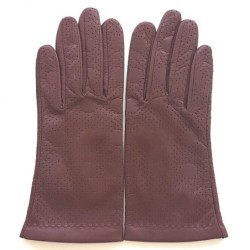 Gants en Cuir d'Agneau Bordeaux Carmélina Doublés Soie.