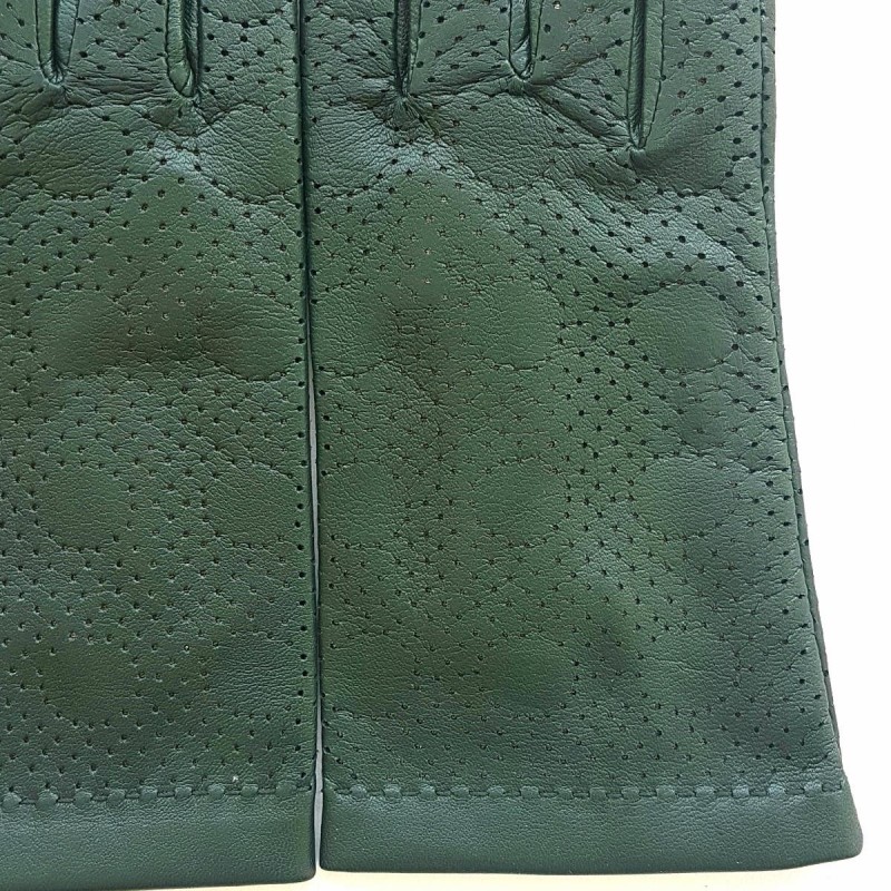 Gants en Cuir d'Agneau Kaki Carmélina Doublés Soie.