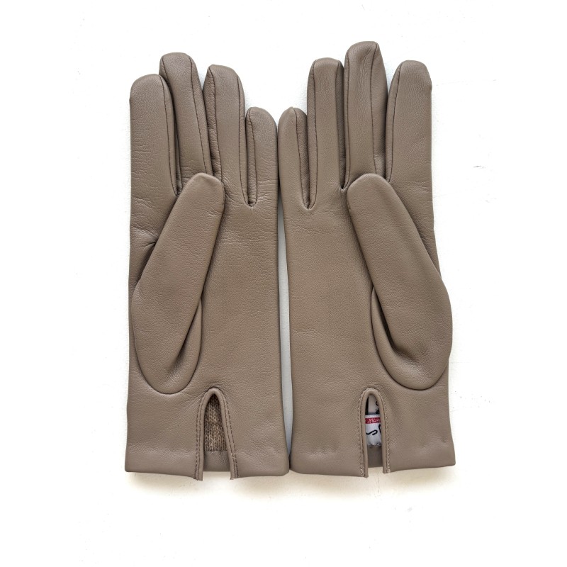 Gants en Cuir d'Agneau Putty Capucine Doublés Soie.