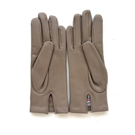 Gants en Cuir d'Agneau Putty Capucine Doublés Soie.