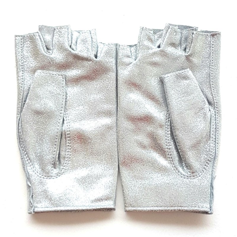 Mitaines en Cuir D'Agneau Argent Pilote Non Doublées.