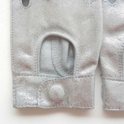 Mitaines en Cuir D'Agneau Argent Pilote Non Doublées.