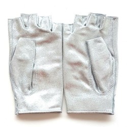 Mitaines en Cuir D'Agneau Argent Pilote Non Doublées.