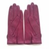 Gants en Cuir d'Agneau Hot Pink, Cassis, Gris, Feuille Doublés Soie.