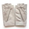 Mitaines en Cuir d'Agneau Gris Perle Pilote Non Doublées.