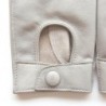 Mitaines en Cuir d'Agneau Gris Perle Pilote Non Doublées.