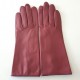 Leather gloves of lamb rose antique amethyst "JACINTHE"