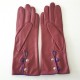 Leather gloves of lamb rose antique amethyst "JACINTHE"