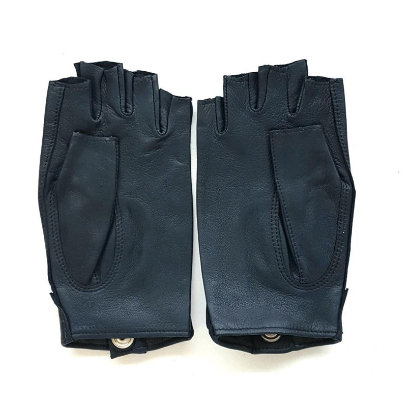 Mitaines en Cuir d'Agneau Bleu Marine Pilote Non Doublées.