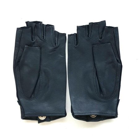 Mitaines en Cuir d'Agneau Bleu Marine Pilote Non Doublées.