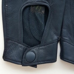 Mitaines en Cuir d'Agneau Bleu Marine Pilote Non Doublées.
