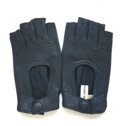 Mitaines en Cuir d'Agneau Bleu Marine Pilote Non Doublées.