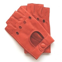 Mitaines en Cuir d'Agneau Orange Pilote Non Doublées.