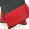 Gants en Cuir d'Agneau Noir Rouge Elisabeth Doublés Soie.