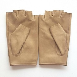 Mitaines en Cuir d'Agneau Sable BIS Pilote Non Doublées.