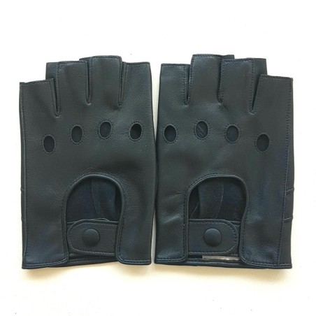 Mitaines en Cuir d'Agneau Navy Pilote Non Doublées.