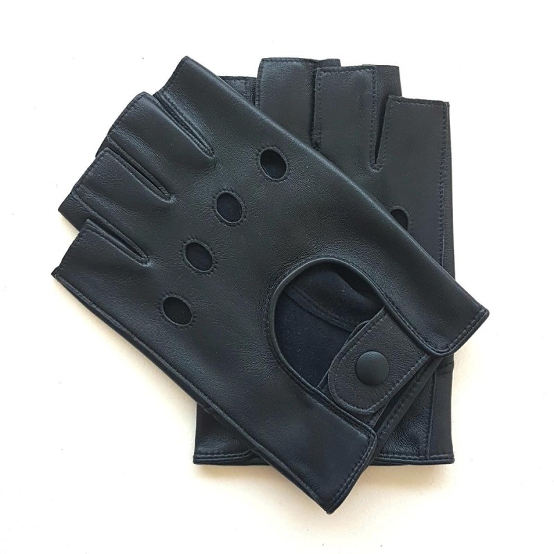Mitaines en Cuir d'Agneau Navy Pilote Non Doublées.