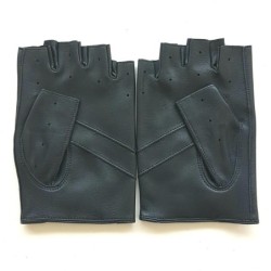 Mitaines en Cuir d'Agneau Navy Pilote Non Doublées.
