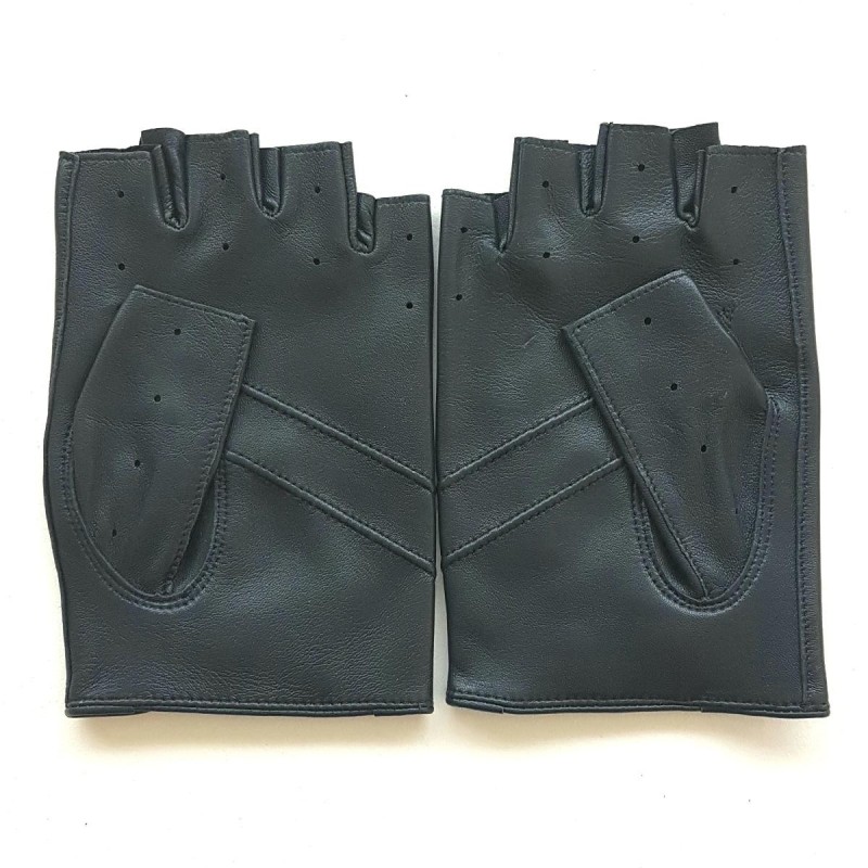 Mitaines en Cuir d'Agneau Navy Pilote Non Doublées.