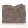 Mitaines en Cuir d'Agneau Taupe Pilote Non Doublées.