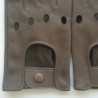 Mitaines en Cuir d'Agneau Taupe Pilote Non Doublées.