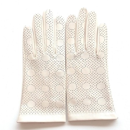 Gants en Cuir d'Agneau Blanc Cassé Carmélina Non Doublés.