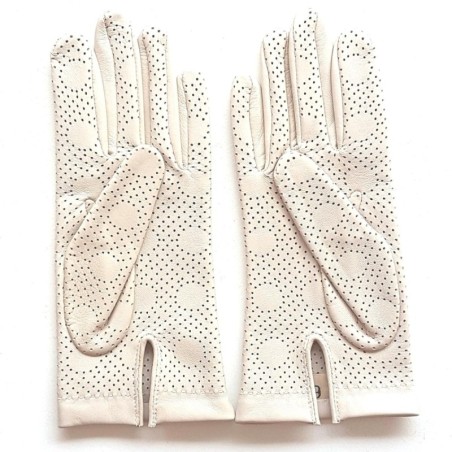 Gants en Cuir d'Agneau Blanc Cassé Carmélina Non Doublés.