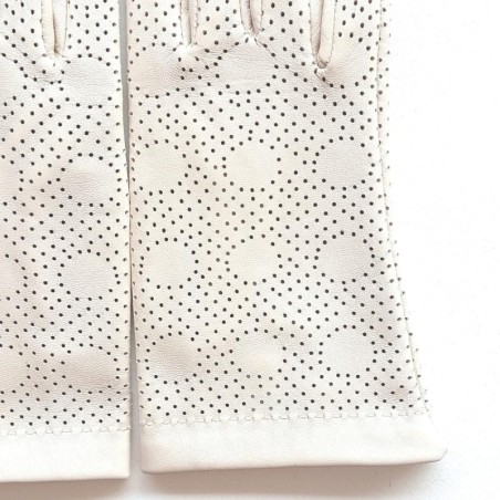 Gants en Cuir d'Agneau Blanc Cassé Carmélina Non Doublés.