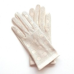 Gants en Cuir d'Agneau Blanc Cassé Carmélina Non Doublés.
