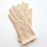 Gants en Cuir d'Agneau Beige Rosé Carmélina Non Doublés.