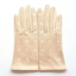 Gants en Cuir d'Agneau Beige Rosé Carmélina Non Doublés.
