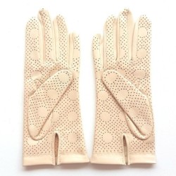 Gants en Cuir d'Agneau Beige Rosé Carmélina Non Doublés.
