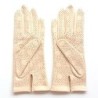 Gants en Cuir d'Agneau Beige Rosé Carmélina Non Doublés.